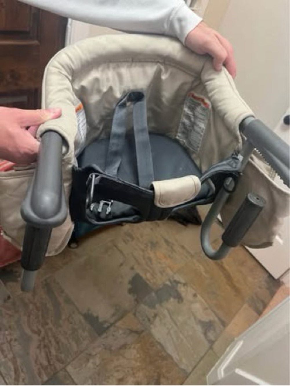 Beige Kids Clip-On High Chair Seat - Lightweight Portable